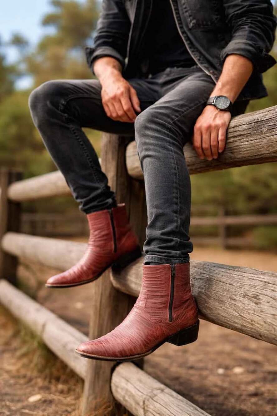 🔥 Mens size 10 Vintage Exotic Leather Boots – Real Lizard Skin 🔥